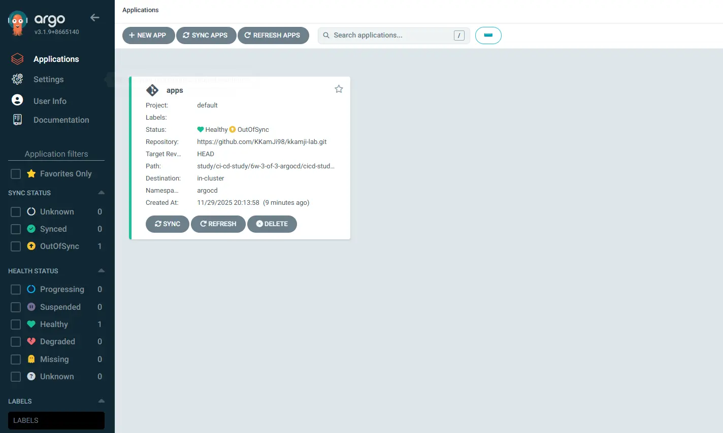 apps Application 배포 후