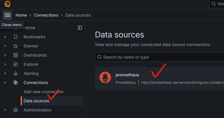 Grafana Check Prometheus Data Source