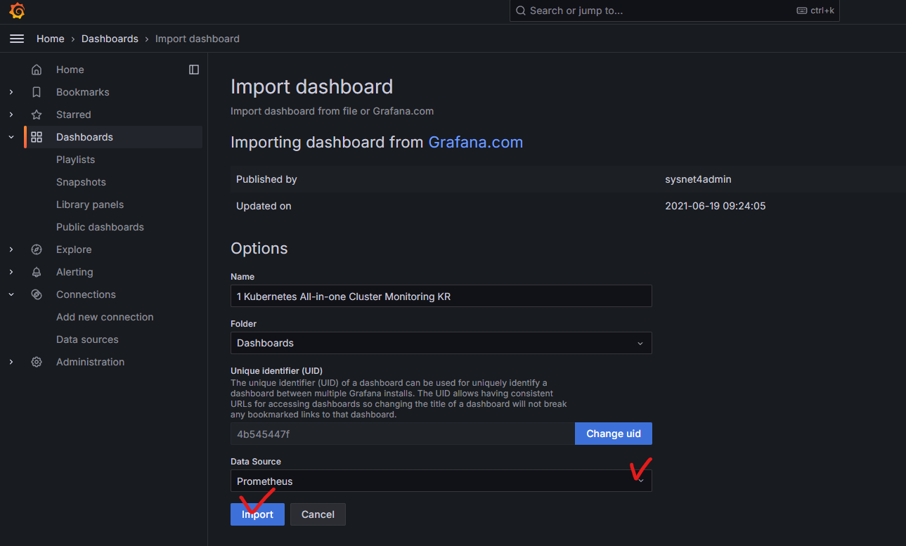 Grafana Import Dashboard